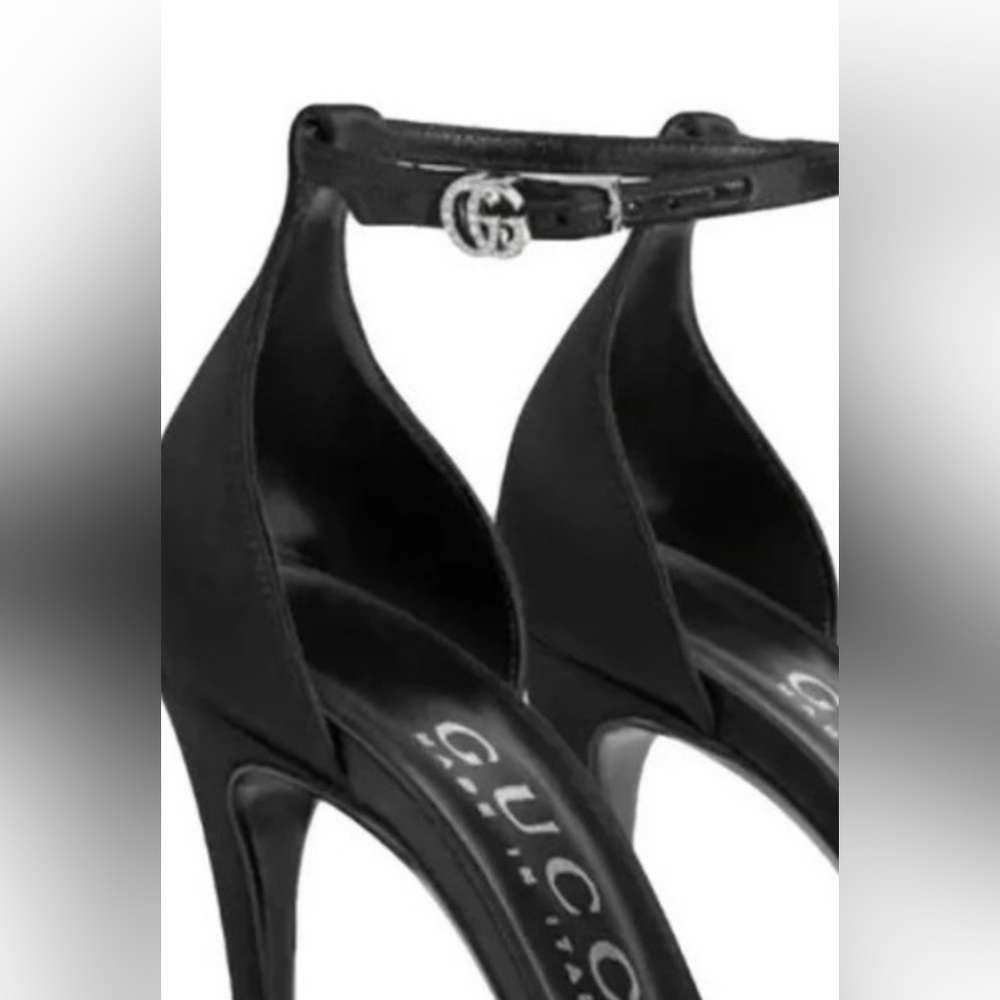 Gucci Ilse Black Satin and Crystal Women's Heels - Picture 2 of 7